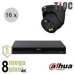 Dahua 4K IP cameraset - TiOC - 16 turret dome camera's - actieve afschrikking - motorzoom - 40m - ip