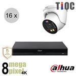 Dahua 4K IP cameraset - TiOC - 16 turret dome camera's - actieve afschrikking - motorzoom - 40m - ip