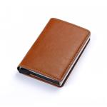Portemonnee met RFID-creditcardhouder - Vintage leren aluminium etui met geldclip