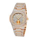 Full Diamond Luxury Watch for Men - Stainless Steel Quartz Wristwatch with Storage Box