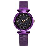 Magnetisch sterrenhemelhorloge voor dames - modieuze metalen gaasbandriemkwarts