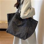 Leopard Pattern Tote Bag for Women - Vintage Canvas Large Capacity Shoulder Handbag