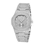 Full Diamond Luxury Watch for Men - Stainless Steel Quartz Wristwatch with Storage Box