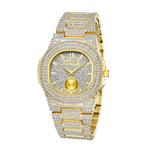Full Diamond Luxury Watch for Men - Stainless Steel Quartz Wristwatch with Storage Box