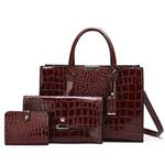 Grote draagtas portemonnee set - steen print lakleer crossbody schouder handtas voor dames