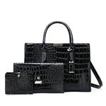 Grote draagtas portemonnee set - steen print lakleer crossbody schouder handtas voor dames