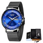Ultradun luxe horloge voor dames - quartz kalenderklok roestvrij staal waterdicht horloge