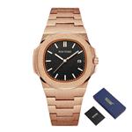 Frosted luxe horloge voor heren - Mode roestvrij stalen quartz horloge met opbergdoos