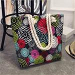 Grote opvouwbare draagtas - grote handtas voor dames Casual canvas schoudertas met print