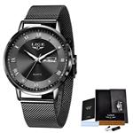 Ultradun luxe horloge voor dames - quartz kalenderklok roestvrij staal waterdicht horloge