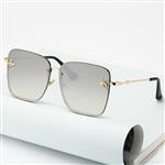 Oversized montuurloze vierkante bij-zonnebril - Brillenverloop UV400-bril voor dames