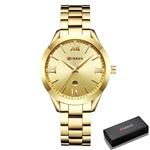 Luxe gouden horloge voor dames - roestvrijstalen armband 3 ATM quartz horloge polshorloge