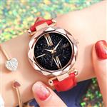 Minimalistisch sterrenhemelhorloge voor dames - Modieus casual lederen band riem quartz