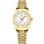 Luxe gouden horloge voor dames - strass quartz horloge waterdicht polshorloge