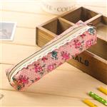 Kleine retro bloem etui - bloemenkant schoolbenodigdheden tas make-up tasje voor meisjes vrouwen