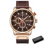 Luxe horloge voor heren met leren band - Quartz Sportchronograaf Polshorloge Klok