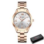 Luxe gouden horloge voor dames - roestvrijstalen armband 3 ATM quartz horloge polshorloge