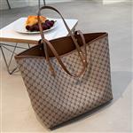 Tweedelige set luxe tote handtas voor dames - Designer gestreepte schouder boodschappentas