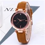 Minimalistisch sterrenhemelhorloge voor dames - Modieus casual lederen band riem quartz