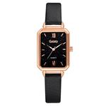 Luxe vierkant horloge voor dames - leren armband met quartz wijzerplaat