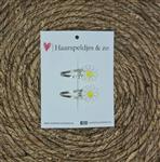 Haarspeldje Flower - daisy - madeliefjes - geel — 3 cm / zilver