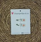 Haarspeldje Flower - daisy - madeliefjes - perzik/roze — 5 cm (meerprijs + €1,40) / zilver