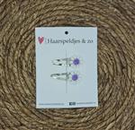 Haarspeldje Flower - daisy - madeliefjes - lila/paars — 4 cm (meerprijs + €0,70) / zilver