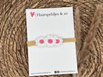 Baby haarbandje - elastiek - met madeliefjes - donkerroze - bloemen - bloemetjes