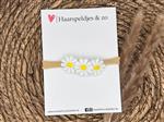 Baby haarbandje - elastiek - met madeliefjes - geel - bloemen - bloemetjes