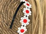 Diadeem - haarband - madeliefjes rood -bloemen - bloemetjes