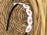 Diadeem - haarband - madeliefjes donkerroze - bloemen - bloemetjes