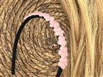 Diadeem wol flower - wollen (kleine) bloemen - zwarte kleur diadeem – roze bloemen