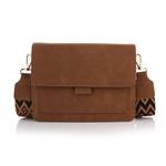 Schoudertas Sophie donkerbruin - tas met suède look - luxe schouderband - verwisselbare schouderband