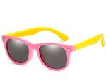 Kinder-zonnebril voor jongens/meisjes - kindermode - fashion - zonnebrillen - roze montuur - gele po