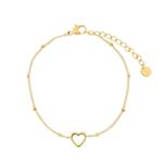 KIDS - Armband om te delen - open hartje - stainless steel (verkleurt niet) - met verlengkettinkje -