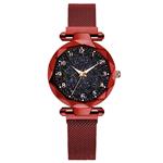 Magnetisch sterrenhemelhorloge voor dames - modieuze metalen gaasbandriemkwarts