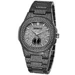 Full Diamond Luxury Watch for Men - Stainless Steel Quartz Wristwatch with Storage Box