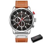 Luxe horloge voor heren met leren band - Quartz Sportchronograaf Polshorloge Klok