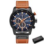 Luxe horloge voor heren met leren band - Quartz Sportchronograaf Polshorloge Klok