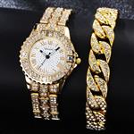 Diamanten horloge met armband voor dames - luxe strass quartz horloge