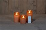 LED Kaarsen Anna’s Collection - 3D Flame Wax Candle Rustiek Koper (Set van 3) Ledcandle voor bloemsc