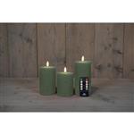LED Kaarsen Anna's Collection – 3D Flame Stompkaars Rustiek Jade Groen – Set van 3 met Afstandsbedie