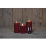 LED Kaarsen Anna's Collection – 3D Flame Stompkaars Rustiek Bordeaux – Set van 3 met Afstandsbedieni