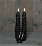 LED Kaarsen Anna's Collection – 3D Flame Candle Kerstboom – Rustiek Zwart – 23 cm – Set van 2 met Af