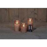 LED Kaarsen Anna's Collection – 3D Flame Stompkaars Rustiek Brons – Set van 3 met Afstandsbediening 
