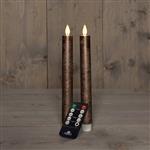 LED Kaarsen Anna's Collection – 3D Flame Candle Rustiek Brons – 23 cm – Set van 2 met Afstandsbedien