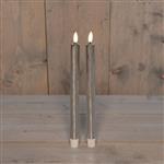 Actie LED Kaarsen Anna's Collection – 3D Flame Candle Zilver – 23 cm – Set van 2 met Timer Ledcandle