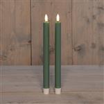 Actie LED Kaarsen Anna's Collection – 3D Flame Candle Jade Groen – 23 cm – Set van 2 met Timer Ledca