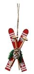 Hanger Houten Ski’s – Rood met Wit – 8 cm – Houten Figuurtjes voor Bloemschikken en Kerstboom Houten