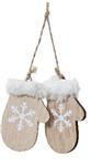 Hanger Houten Wanten – Naturel met Wit – Houten Figuurtjes voor Bloemschikken en Kerstboom Houten fi